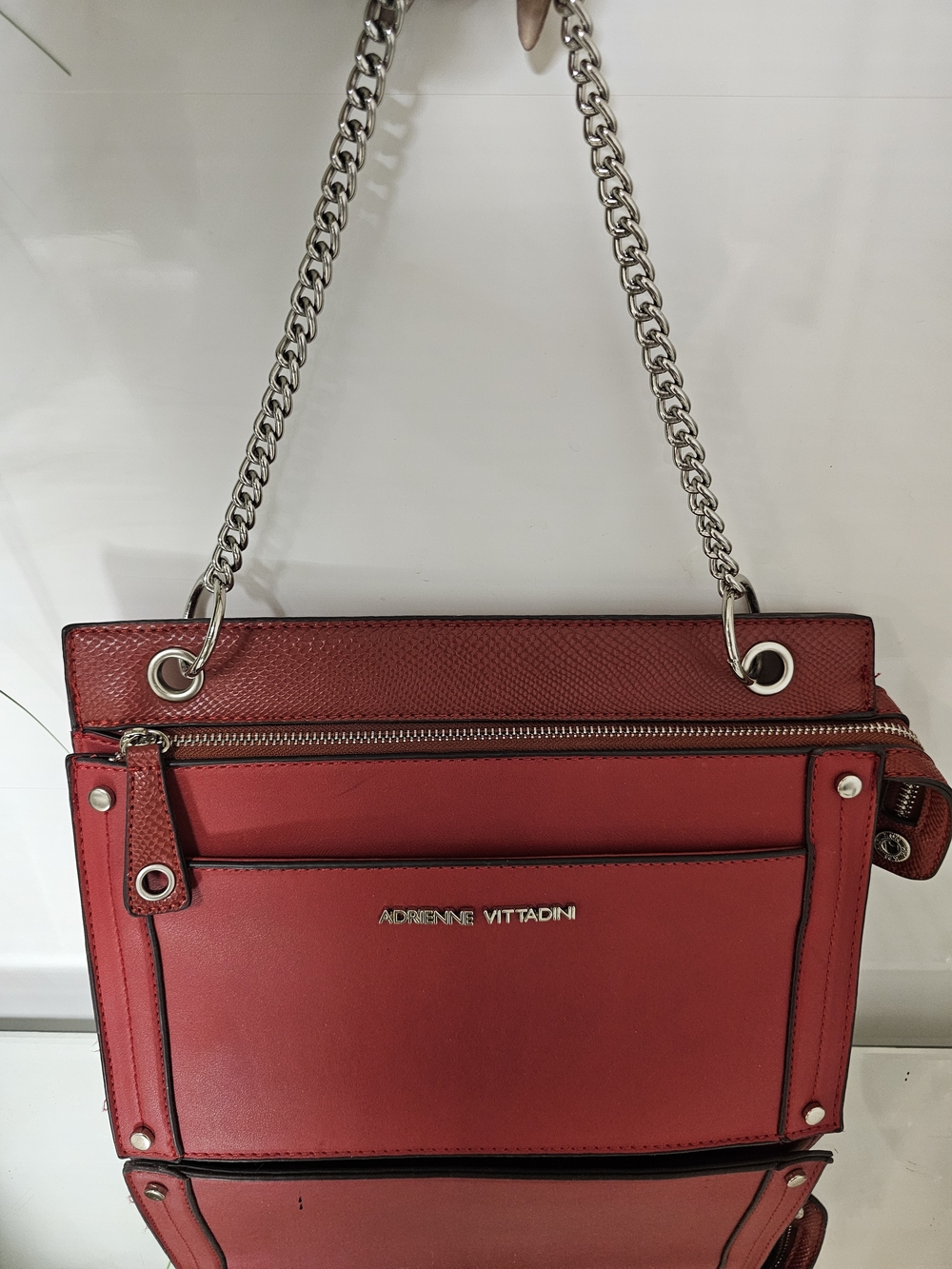 Adrienne Vittadini Red Chain Strap Shoulder Bag